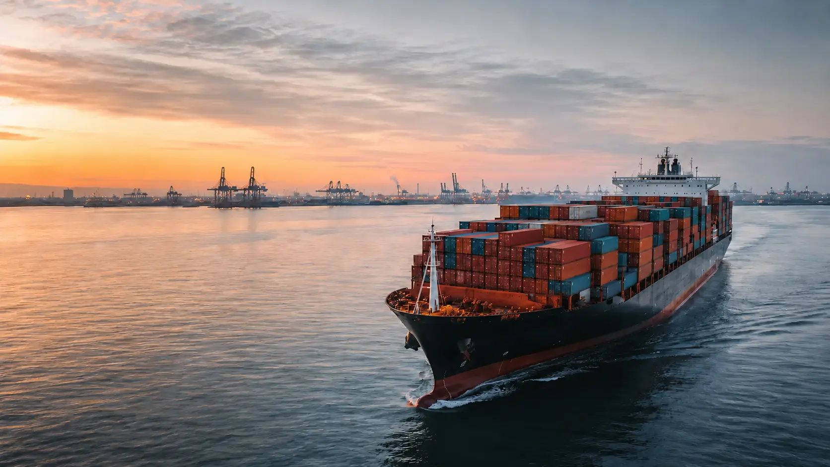 Container vessel approaching port